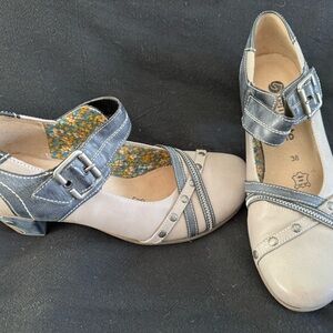 Grey & blue leather REMONTE dress pumps size EU 38 or 7-1/2-8 US